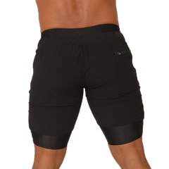 Gigo sporty black shorts with sleek form-fitting design and reinforced elastic waistband for athletic use