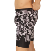 Gigo sporty camouflage short features black and gray patterned athletic shorts with a black elastic waistband