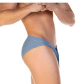 Gigo traditional blue swim brief athletic blue briefs with zipper fly and matching side ties for swimming