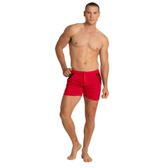 Gigo training red athletic shorts with black side panels and a matching red drawstring for sports and workouts