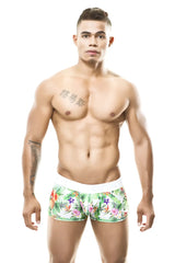 Gigo Tropic boxer underwear size M featuring tropical print swim trunks with a white waistband for beachwear