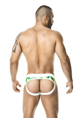 White briefs with green tropical leaf pattern from gigo tropic jock strap underwear g07003 size m