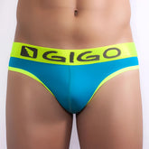 Gigo waves blue g string underwear size l with bright blue and neon yellow briefs featuring a bold contrasting color scheme