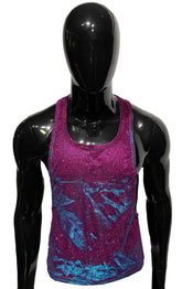 Glitter string tank shimmering magenta and blue gradient tank top with glittery textured fabric