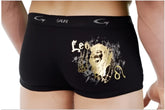 Black mens boxer briefs with gold foil leo lion graphic and gar waistband go softwear astrology retro shorts capricorn black
