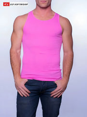 Go Softwear Cal Guy ribbed tank top t shirt in deep pink bright color size S soft cotton blend material