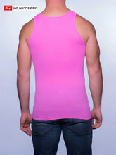 A vibrant deep pink ribbed tank top from Go Softwear made of soft fabric in size S perfect for casual wear