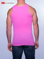 A vibrant deep pink ribbed tank top from Go Softwear made of soft fabric in size S perfect for casual wear