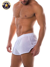 Go softwear white mesh athletic shorts with solid waistband featuring the american jock brand logo size small