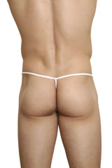 White thong underwear in size medium with a thin seamless design from good devil sleeve ballz out string collection