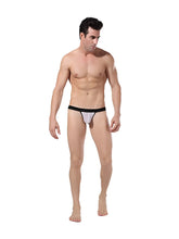 White and black Goodfellas sheer jock strap underwear with a sleek form-fitting design size XL
