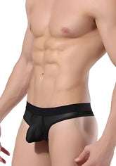 Black mesh briefs with solid black waistband from Goodfellas Underwear sheer thong gf001 size xl front view