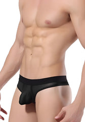 Black mesh briefs with solid black waistband from Goodfellas Underwear sheer thong gf001 size xl front view