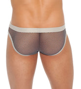 Gregg homme beyond doubt brief underwear in pewter gray mesh with solid light gray waistband size xl