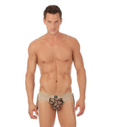 Gregg Homme cowboy brief underwear in sand color with beige and brown patterned decorative design size large