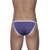 Purple thong bikini with white trim groovin accent string bikini indigo purple st0413 showing front side