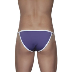 Purple thong bikini with white trim groovin accent string bikini indigo purple st0413 showing front side