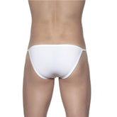 White minimalist groovin string bikini thong st0101 made of smooth fabric with sleek design shown from the back side