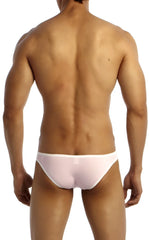 A sleek translucent white groovin underwear accent v cut bikini with smooth form fitting design in pink