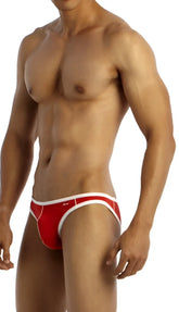 Groovin underwear accent v-cut bikini red bv0409 with red and white sleek form-fitting athletic briefs design