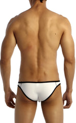 White groovin underwear accent v cut bikini briefs with black trim showing front side design