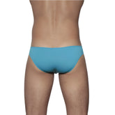 A sleek cyan blue groovin underwear athletic v-cut bikini brief with a smooth, form-fitting design