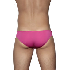 Bright pink groovin underwear athletic v-cut bikini brief with smooth form-fitting design for active wear