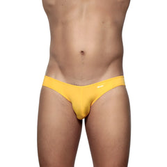 Bright yellow groovin underwear athletic v cut bikini brief with smooth fabric finish and form fitting design