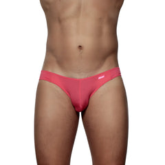 Bright pink sheer mesh groovin underwear athletic v cut bikini briefs with snug fit and brand tag on waistband
