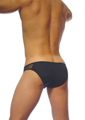 Black groovin underwear athletic v cut briefs with mesh side panel designed for comfort and breathability