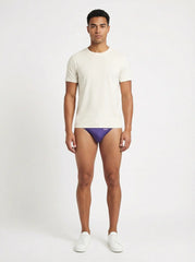 Purple groovin underwear string bikini indigo briefs with subtle logo on waistband showing front side