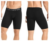 Black hawaii men’s solid athletic compression boxer briefs in black with white logo on waistband