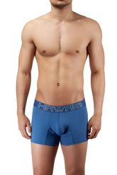 Blue hawai men’s boxer briefs snug fit with elastic waistband in blue quartz color front view