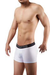 White hawaii 41948 boxer briefs with black elastic waistband and brand name in white lettering on front side