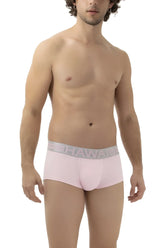 Pink hawa brand cotton trunks briefs with gray elastic waistband featuring the brand logo model hawai 41960