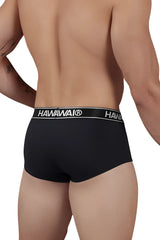 Black hawaii microfiber briefs in black with a white elastic waistband featuring bold brand lettering