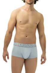Light blue hawai microfiber men’s briefs with matching elastic waistband featuring the brand logo