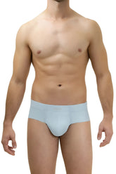Light blue hawai 42141 microfiber briefs with a smooth fabric finish seamless design front view