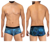 Hawai 42183 royal blue printed microfiber briefs for men with blue patterns and a black elastic waistband