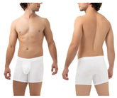 White men’s HAWAI 42222 microfiber trunks with smooth form-fitting design and supportive pouch in white color
