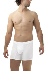 White men’s hawai 42222 microfiber trunks with supportive pouch and elastic waistband in white color