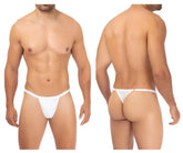 White lace microfiber thong with delicate intricate pattern and thin waistband from hawai 42317 collection