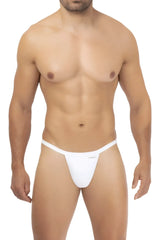 White men’s microfiber thong with minimalist design and hilario branding in white from HAWAI 42317 collection