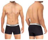 Black Hawai 42326 microfiber boxer briefs in black with a white elastic waistband featuring the brand name