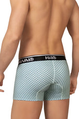 Light blue patterned havai men’s boxer briefs with black waistband from hawai 42421 printed trunks color green collection