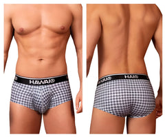 Gray patterned havai men’s briefs with black elastic waistband featuring the brand logo in printed design