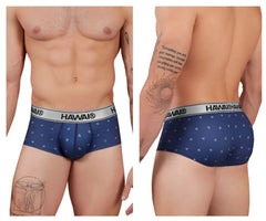 Navy blue Hawai 42480 printed microfiber briefs with subtle white icon pattern for comfortable everyday wear