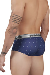 Navy blue Hawaiian microfiber briefs with subtle white pattern and silver waistband branded Hawaiian HAWAI 42480