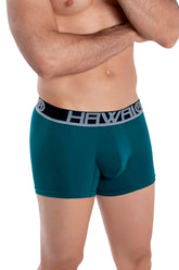 Teal green hawaii 4986 solid athletic trunks men’s boxer briefs with black and gray branded elastic waistband
