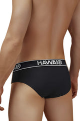 Black havai cotton blend briefs with white elastic waistband in color black from the hawai 41962 collection